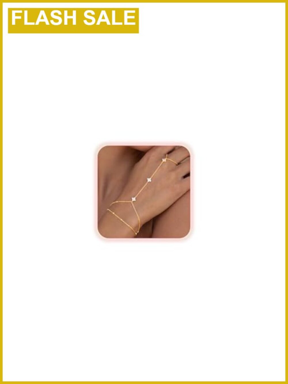 14K Gold Plated Hand Chain Bracelet Dainty Adjustable Waterproof CZ Clover